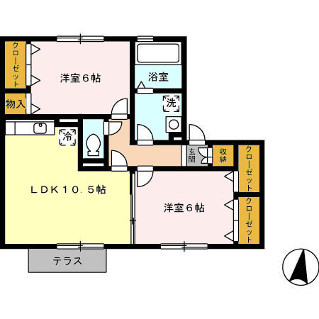 熊本市東区下江津のアパートの間取り