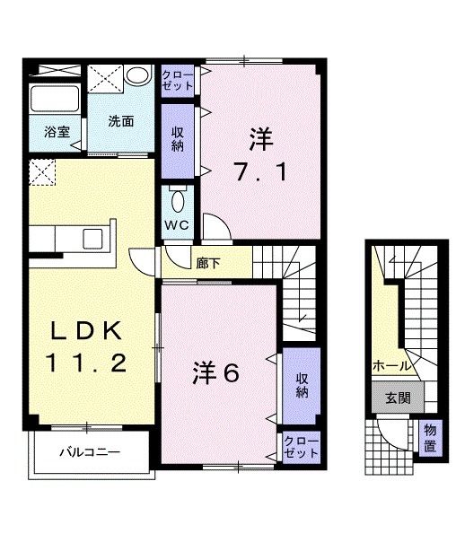 妙高市高柳のアパートの間取り