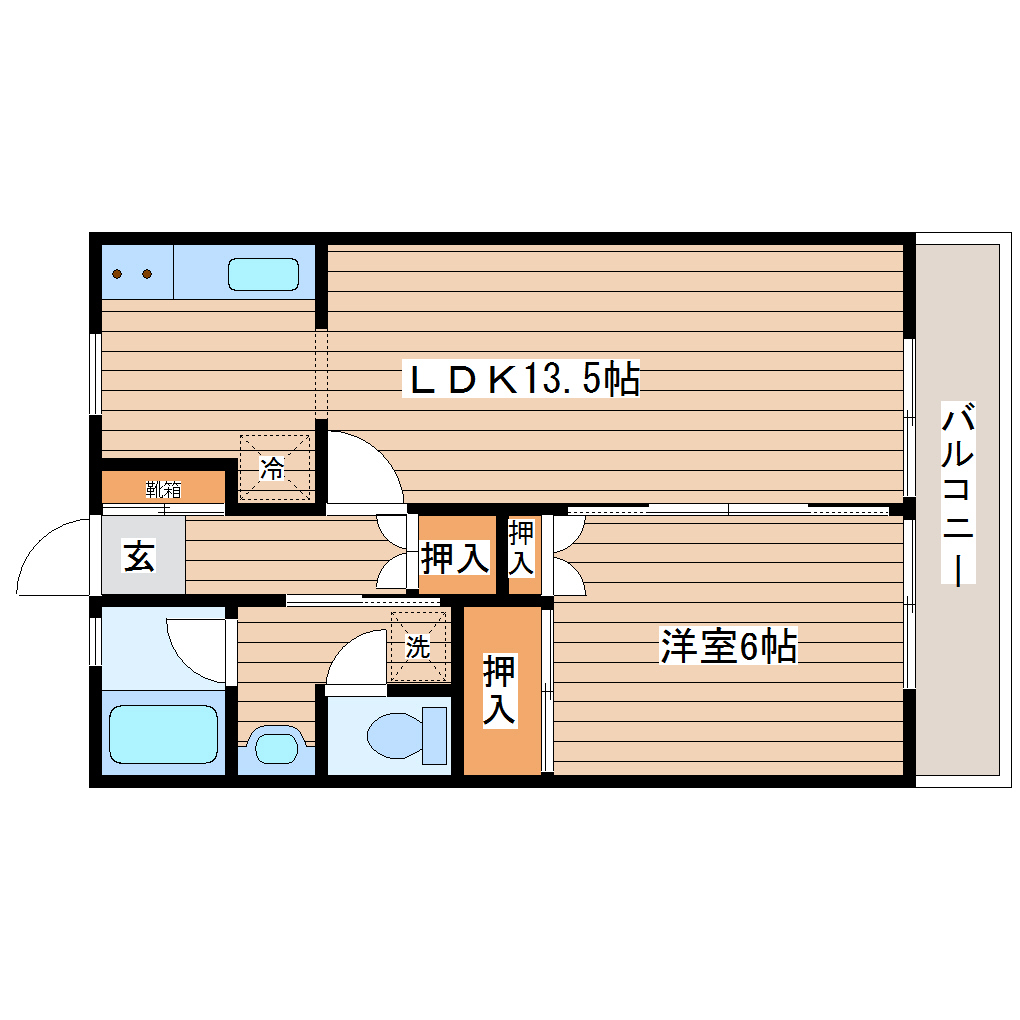 仙台市青葉区愛子東のアパートの間取り