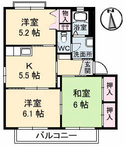 府中市父石町のアパートの間取り