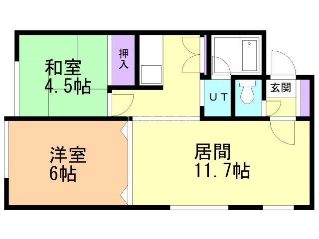 石狩市花川北二条のアパートの間取り