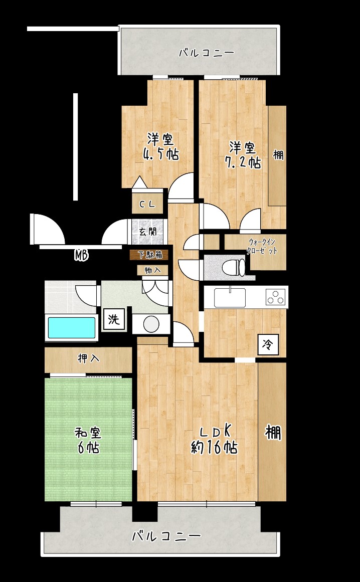 鴻巣市赤見台のマンションの間取り