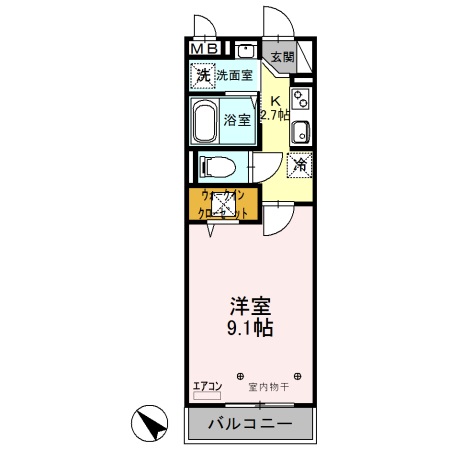 越谷市瓦曽根のアパートの間取り