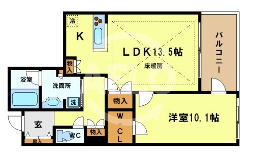 大阪市中央区東心斎橋のマンションの間取り