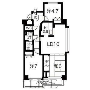 札幌市厚別区上野幌一条のマンションの間取り