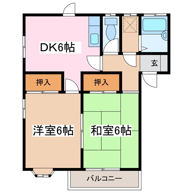 松本市南原のアパートの間取り