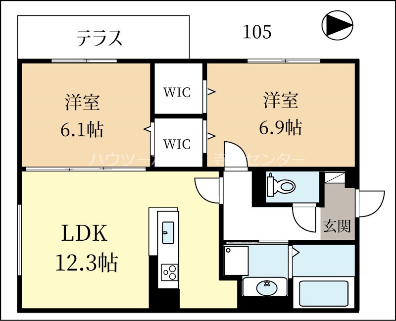 【プラティア南里の西の間取り】