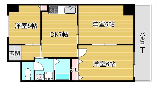 大阪市北区大淀中のマンションの間取り