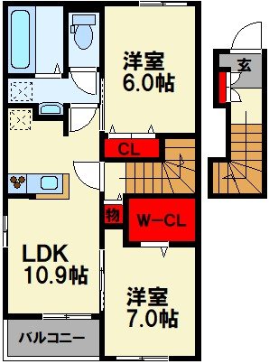 飯塚市花瀬のアパートの間取り