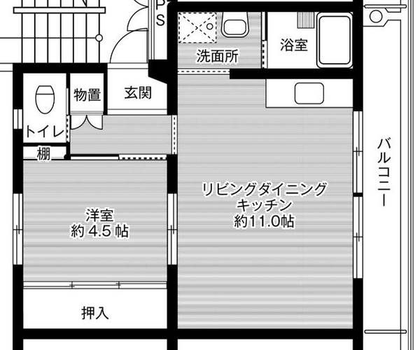 田辺市目良のマンションの間取り