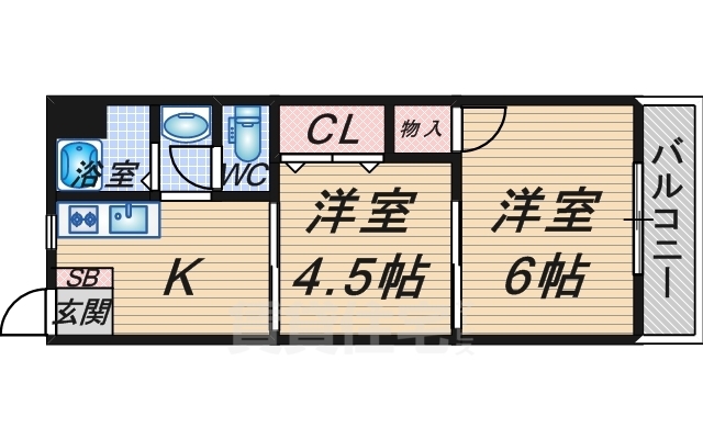 豊中市曽根西町のマンションの間取り