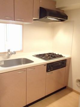 キッチン　2口ガスコンロ、グリル付き