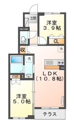 ＪＲ久大本線 久留米大学前駅 徒歩27分 2階建 築5年の間取り写真