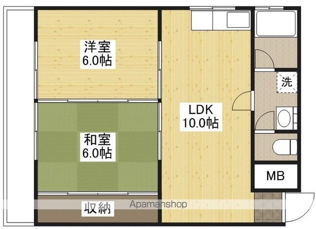 ＪＲ山陽本線 広島駅 バス乗車時間：16分 最寄りバス停で下車 徒歩8分 3階建 築44年の間取り写真