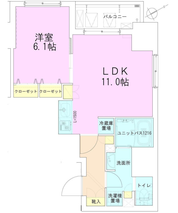 都営大江戸線 門前仲町駅 徒歩1分 13階建 築13年の間取り写真