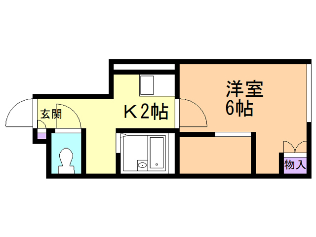 函館市青柳町のアパートの間取り