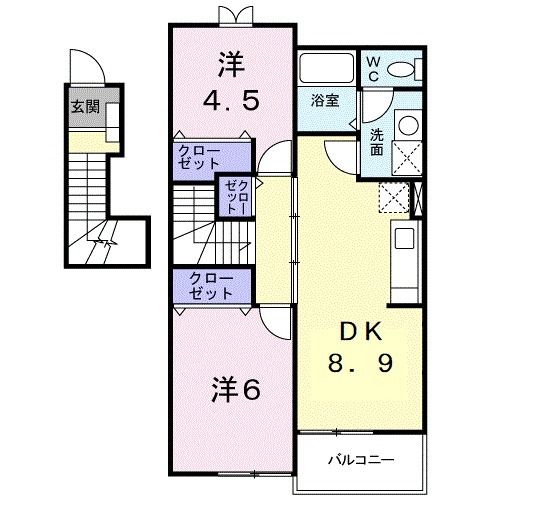 宇部市大字東岐波のアパートの間取り