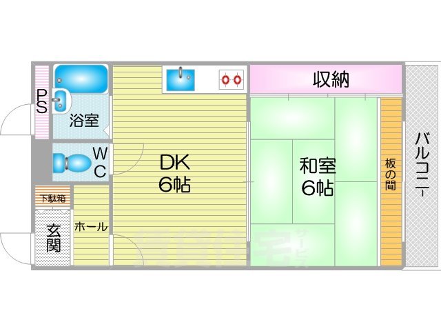 大阪市住之江区東加賀屋のマンションの間取り