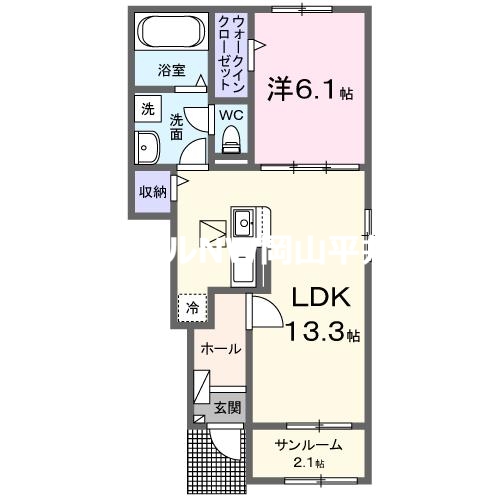 備前市伊部のアパートの間取り