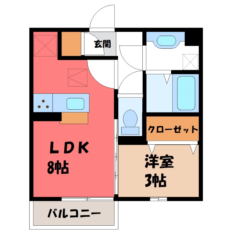 【太田市鳥山町のアパートの間取り】