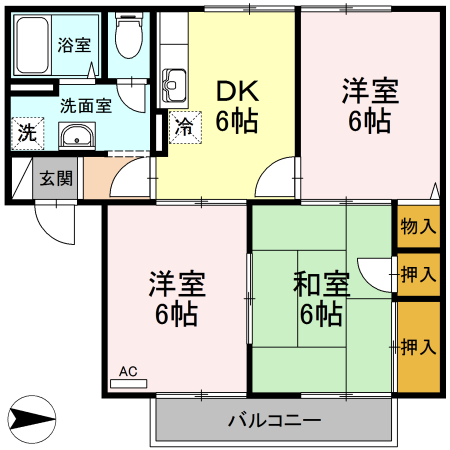 米子市皆生のアパートの間取り