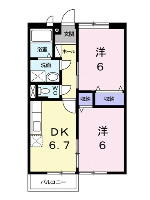 東温市野田のアパートの間取り