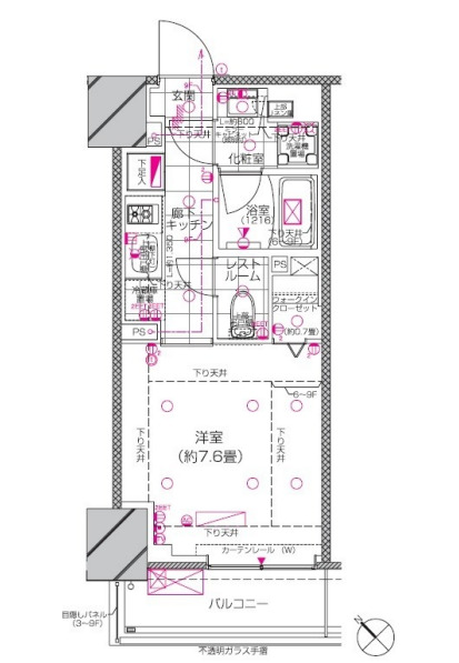 港区赤坂のマンションの間取り