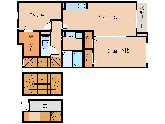 奈良市西九条町のアパートの間取り