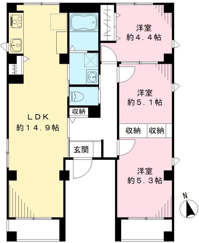 世田谷区世田谷のマンションの間取り