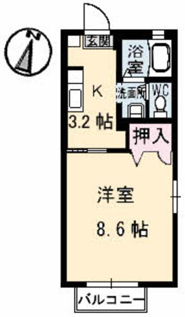 新居浜市八雲町のアパートの間取り