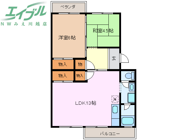 桑名市大字大福のマンションの間取り