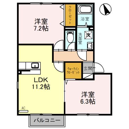 カーサソラーレ Ａの間取り