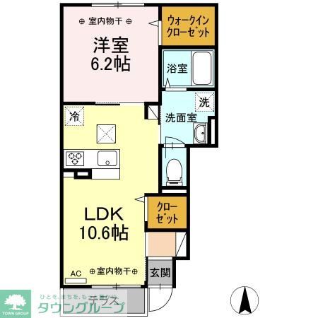 国立市東のアパートの間取り