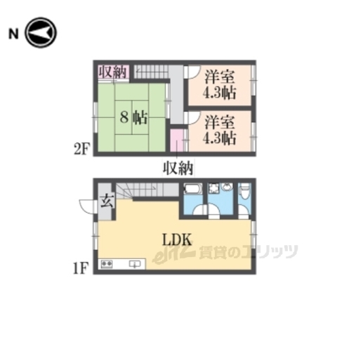 橿原市光陽町のアパートの間取り