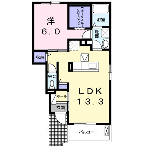 エテルノ　サンシャインII　薗部町　１LDKルームの間取り