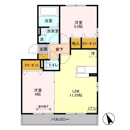 埼玉県三郷市花和田（アパート）の賃貸物件の間取り