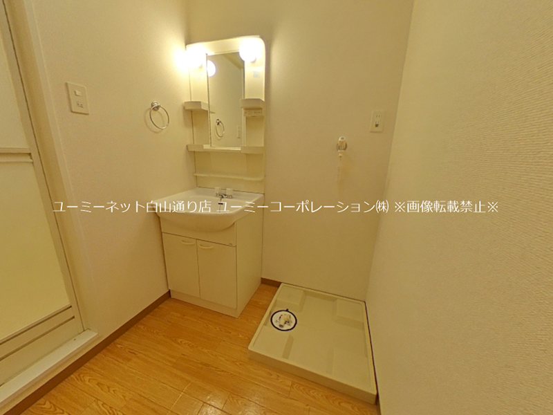 洗面設備　実際はシャワー付き洗面台となっています。