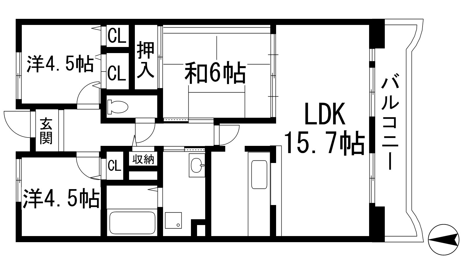 阪急宝塚線 池田駅 徒歩14分 9階建 築34年の間取り写真