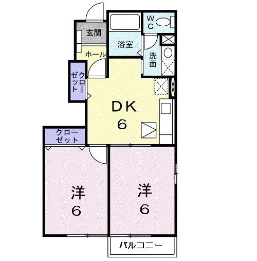 大崎市鹿島台木間塚のアパートの間取り