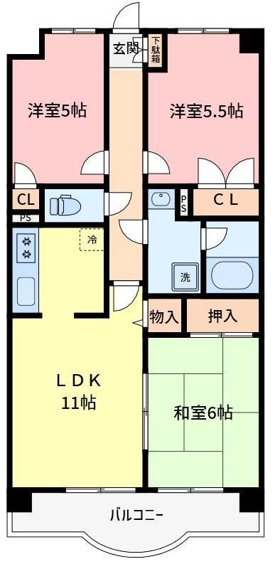 川口市芝塚原のマンションの間取り