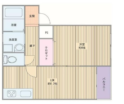 姫路市飾磨区城南町のアパートの間取り