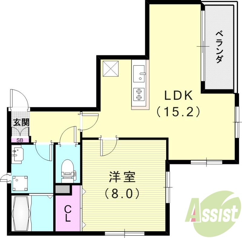 神戸市中央区北野町のマンションの間取り