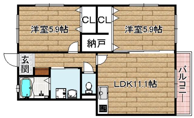 高槻市上牧北駅前町のマンションの間取り