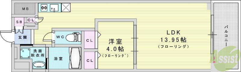 【大阪市淀川区宮原のマンションの間取り】