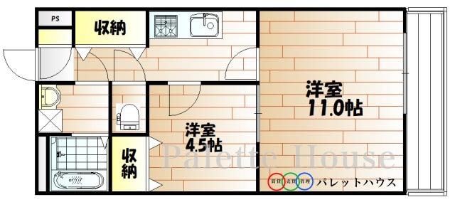 【岡山市北区西古松のマンションの間取り】