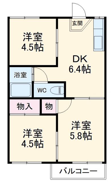 磐田市城之崎のアパートの間取り