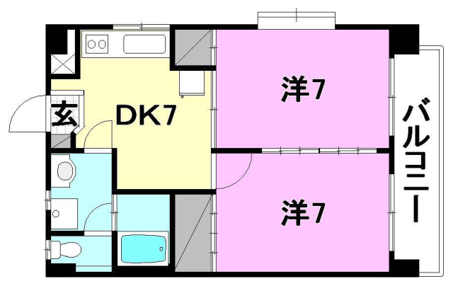 松山市高岡町のマンションの間取り