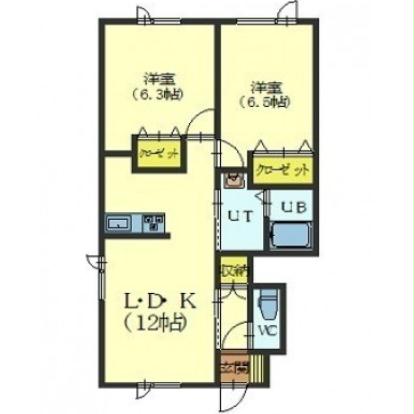 函館市日吉町のアパートの間取り