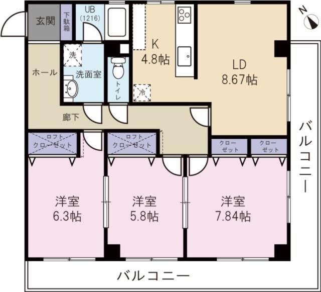 【相模原市南区相模大野のマンションの間取り】