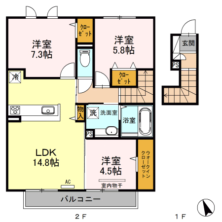 Ｄ－ｒｏｏｍ長丘の間取り